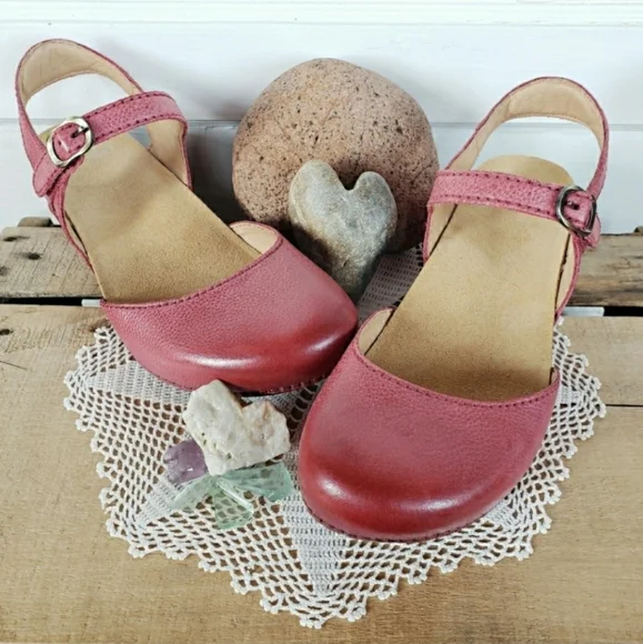 Red Dansko Tiffani Strappy Clog Slingback Sandal Mary Jane Milled 37 38 40 41 42 - Picture 12 of 12